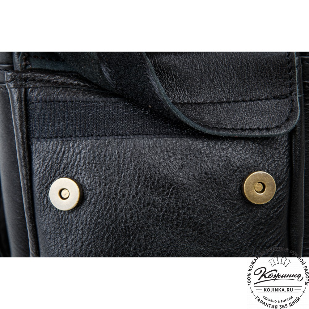 Кожаная сумка через плечо "Шерлок" (черная)